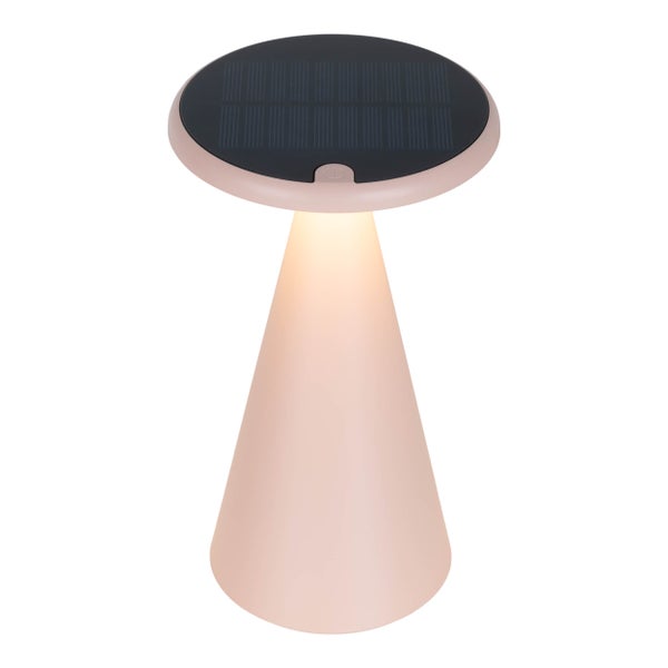 Solar-Akku-Tischleuchte Palu für Außen und Innen, aus Kunststoff in Rosa , 20 cm hoch