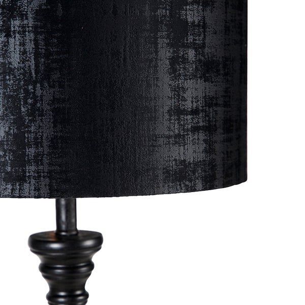 Klassische Stehlampe schwarz mit schwarzem Schirm 40 cm - Classico