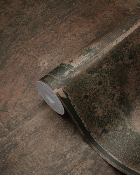 Origin Wallcoverings Tapete große verwitterte rostige Metallplatten Rostbraun - 53 cm x 10.05 m - 337231