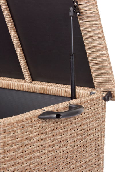 Geflochtene Aufbewahrungsbox mit Deckel und Rollen