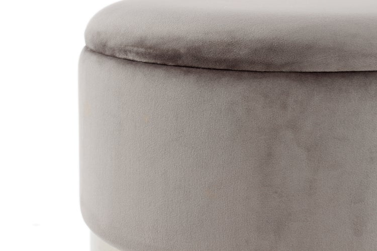Hocker, 2er-Set gepolstert mit Stauraum Grau / Silber / Schwarz Rund Ø 31,5 / 36 cm