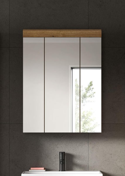 Spiegelschrank mit drei Türen und Holzdekor