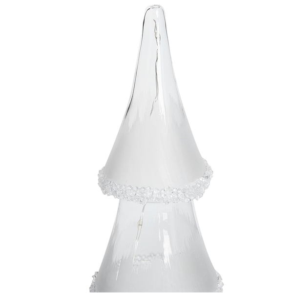 Dekofigur Glas weiß Weihnachtsbaum mit LED-Beleuchtung 3er Set KIERINKI