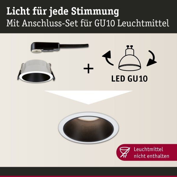 Einbauleuchte mit Anschluss Set fuer GU10 Leuchtmittel zur Deckenmontage, Leuchtmittel nicht enthalten.