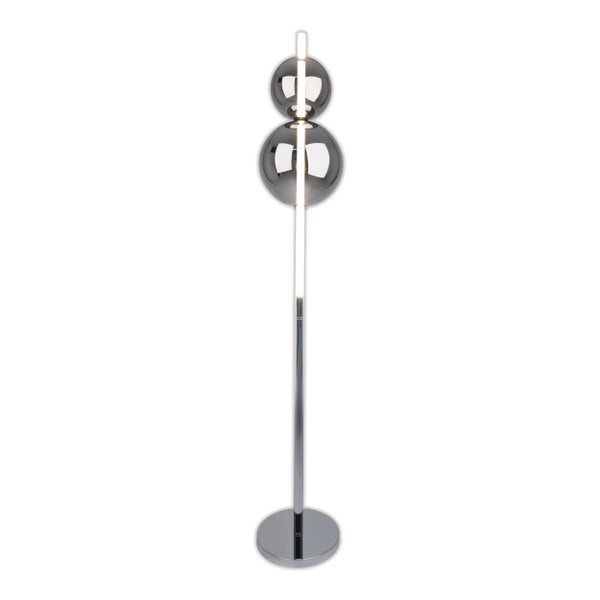 LED Stehleuchte NOVA Stehlampe mit Dimmfunktion aus chromfarbenem Metall, Kunststoff und Rauchglas, mit fest verbauten LEDs , ca 150 cm hoch