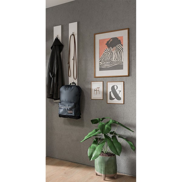 ProjektX Wandgarderobe Set mit 2 6 Haken weiß Hochglanz. 13 X 3 X 115 cm