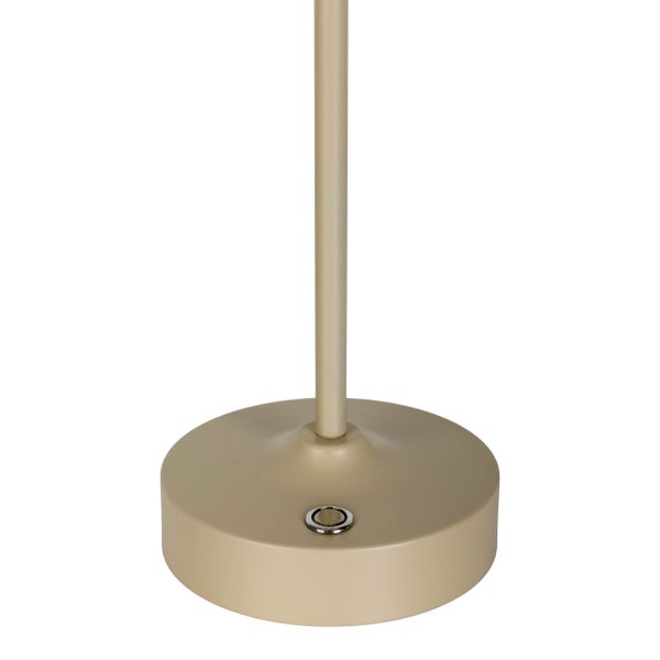 LED Akku-/ Tischleuchte PINA 30 cm hoch, aus Metall (beige) und Glas (weiß), integrierte LEDs, warmweiß