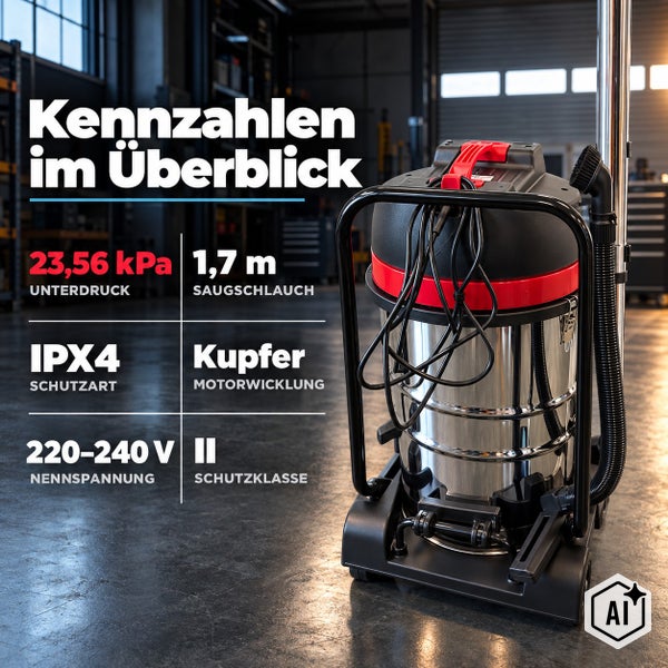 Hecht Exzenterschleifer mit abnehmbarer Staubbox zum Entleeren auf einem Arbeitstisch.