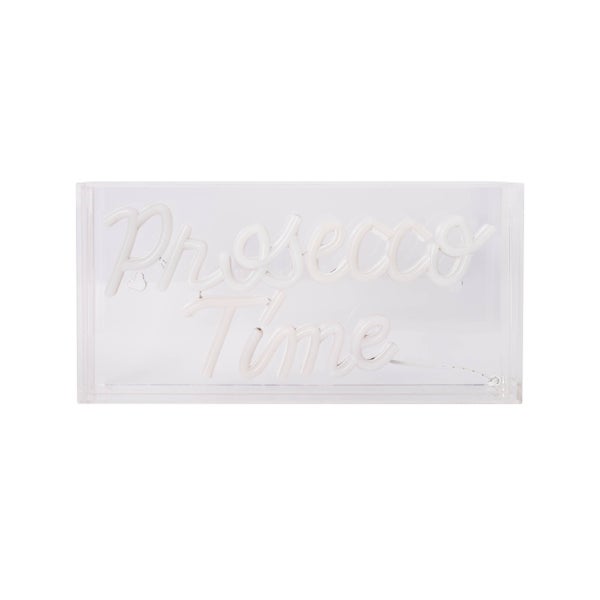 Dekorative Leuchtreklame Prosecco Time mit USB-Anschluss und den Maßen 300 x 150 x 47 Millimeter