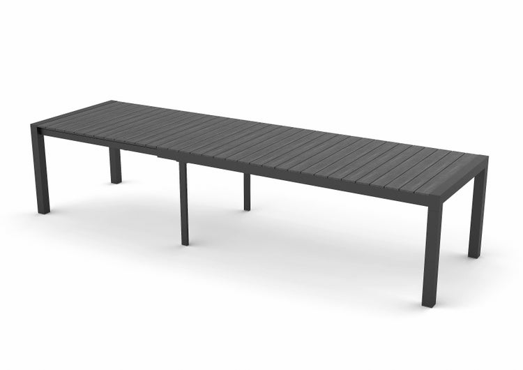 Garp Gartentisch, inkl. 2 Zusatzplatten 223-343 cm schwarz/grau. 343 X 100 X 76 cm