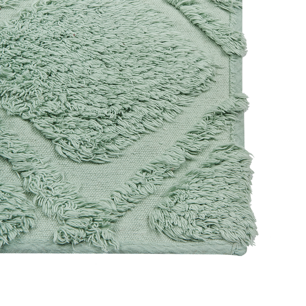 Teppich Baumwolle hellgrün 80 x 150 cm geometrisches Muster Kurzflor HATAY