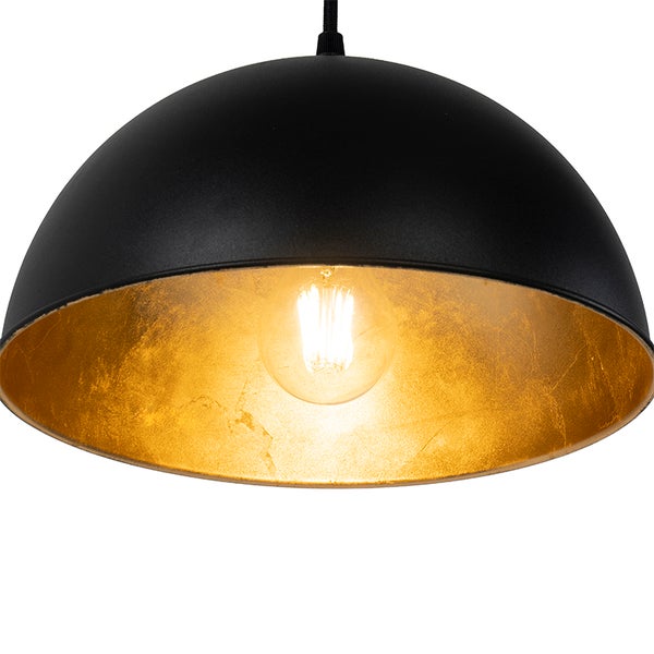 Industrielle Hängelampe schwarz mit goldenen 3-Lichtern - Magnax