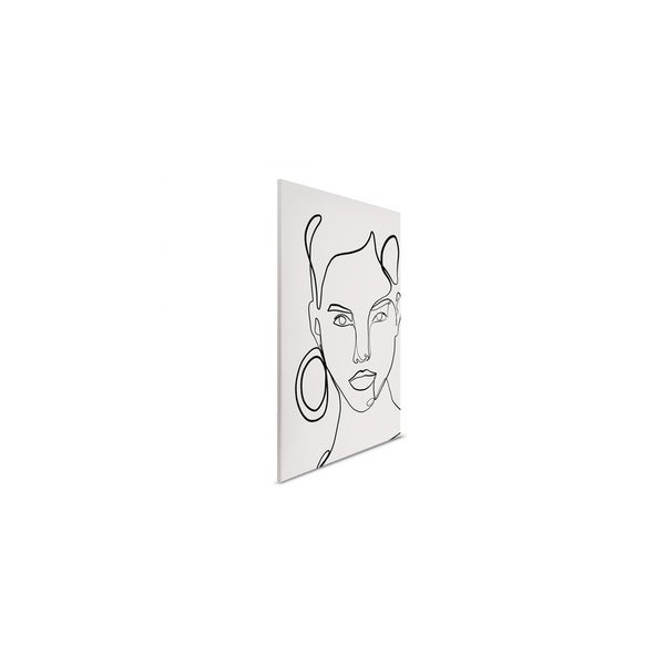 Dekorative Leinwand mit Frauengesicht in Strichzeichnung