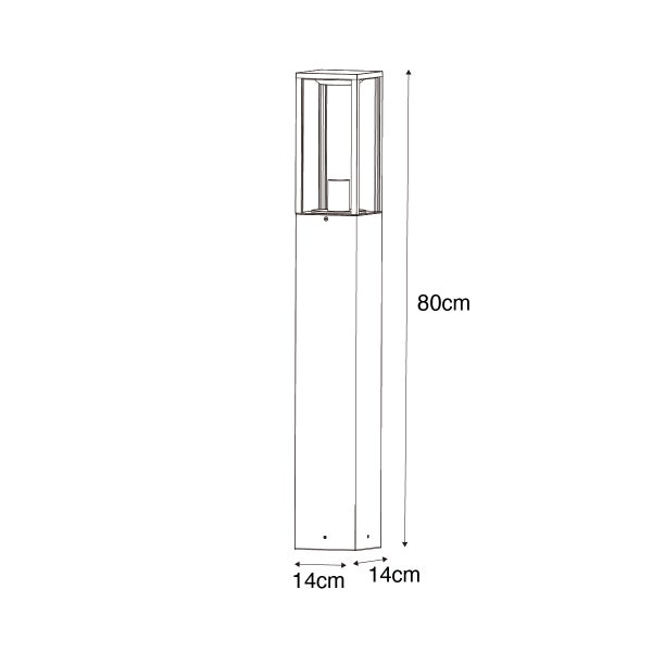 Stehende Außenleuchte schwarz mit geripptem Glas 80 cm IP44 - Charlois