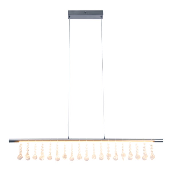 LED Pendelleuchte NOBILIS Länge ca. 100 cm, aus Metall und Kunststoff in satin-nickel, mit fest verbauten LEDs, Beleuchtung für Wohnzimmer, Esszimmer oder Büro