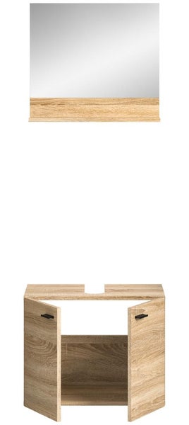 Badezimmermöbel Set mit Spiegelschrank und Waschtischunterschrank in Holzoptik