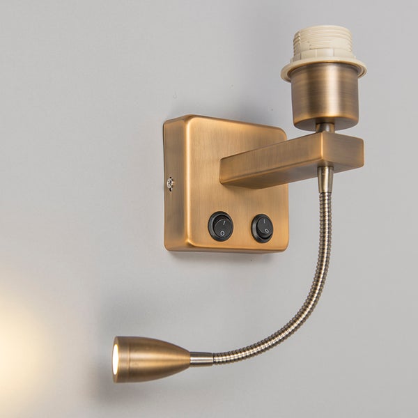 Wandleuchte Bronze inkl. LED mit Lesearm - Brescia Combi