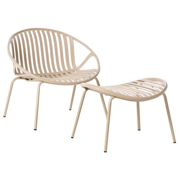 Gartenstuhl mit Fußhocker aus Metall