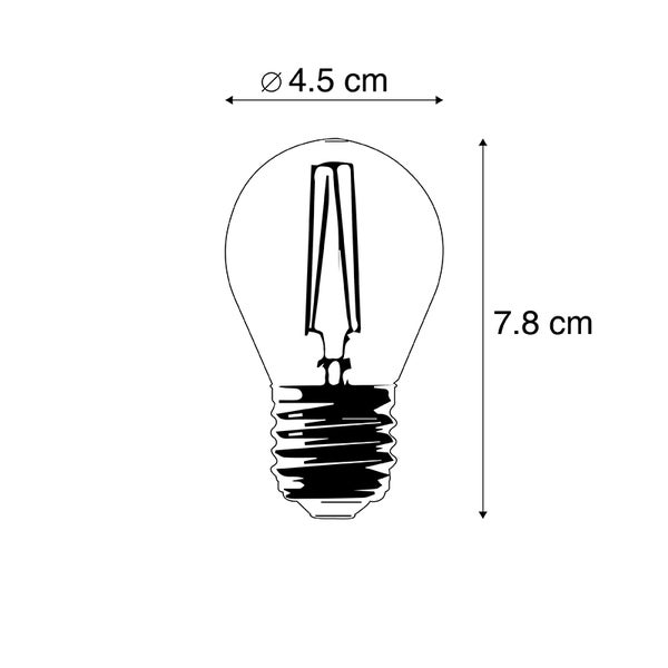 Abbildung einer LED-Lampe mit den Maßen 4,5 Zentimeter Durchmesser und 7,8 Zentimeter Höhe