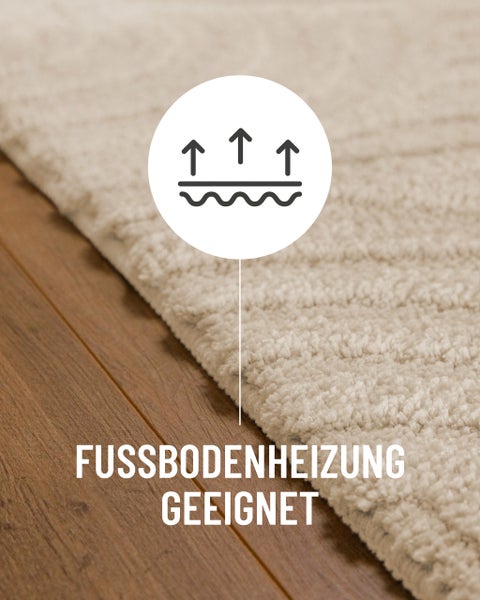 Teppich mit weichem Flor und rutschhemmender TPE-Rückseite. Waschbar bei 30 Grad Celsius und für Allergiker geeignet.
