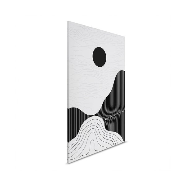 Abstraktes Wandbild mit grafischem Bergmotiv und Kreis