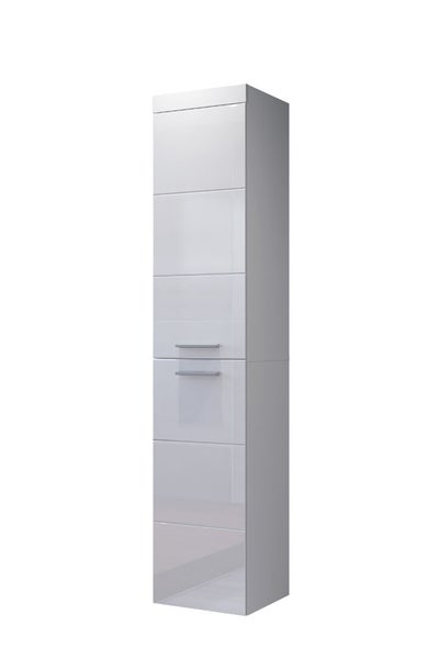 Devon Bad Hochschrank 2 Türen weiß, weiß Hochglanz. 35 X 33 X 170 cm