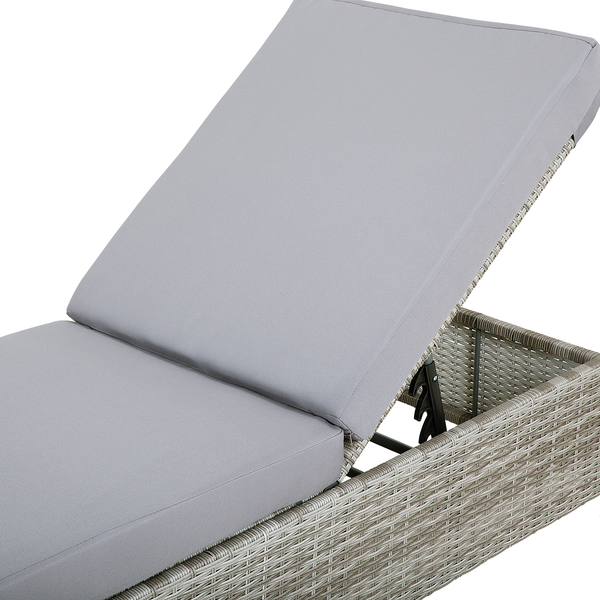 Sonnenliege mit Kissen TURIN Polyrattan Grau