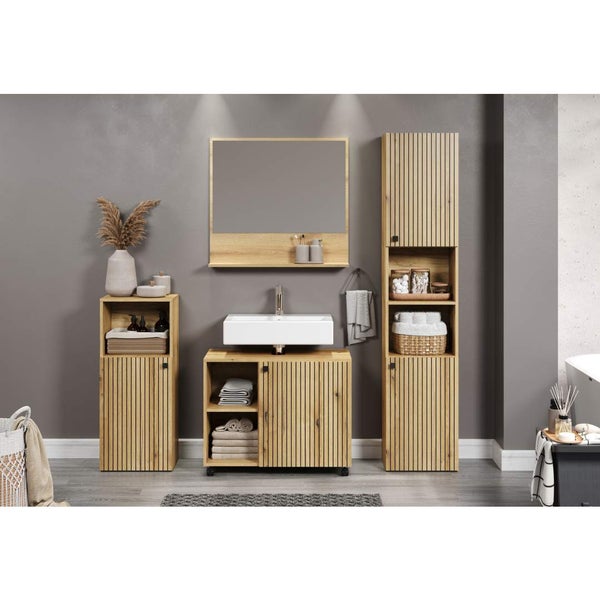 PureBliss Bad Spiegel 80cm mit Ablage Eiche dekor. 80 X 14 X 74 cm