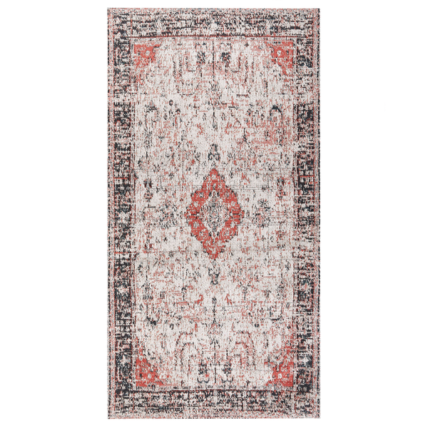 Teppich Baumwolle rot / beige 80 x 150 cm orientalisches Muster Kurzflor ATTERA