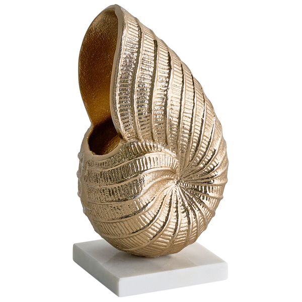 Dekorative Nautilus-Skulptur auf Marmorsockel