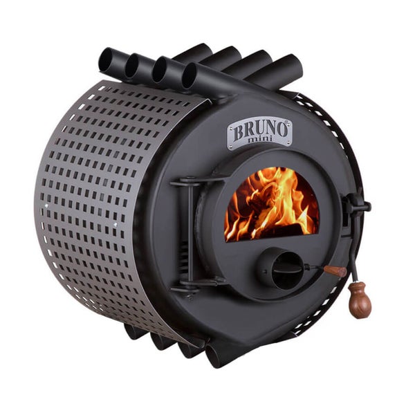 Bruno Mini Holzofen mit Sichtfenster und Wärmetauscher