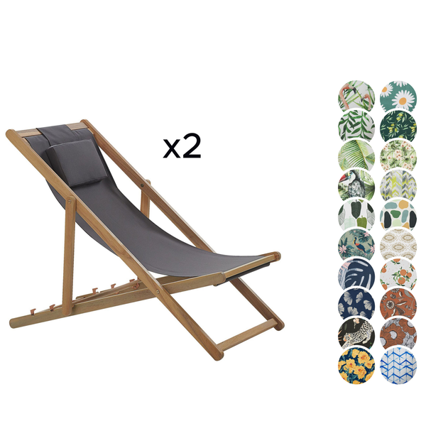 Set mit 2 klappbaren Liegestühlen AVELLINO mit Ersatzstoffen Akazienholz Dunkelbraun