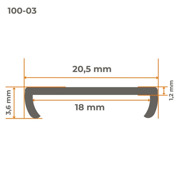 Technische Zeichnung eines Profils mit Maßangaben