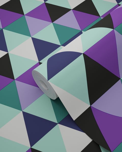 Origin Wallcoverings Tapete grafische Dreiecke Lila und Hellazurblau - 53 cm x 10.05 m - 347204