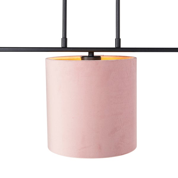 Hängelampe in Velours-Rosatönen mit Gold 20 cm - Combi 3 Deluxe