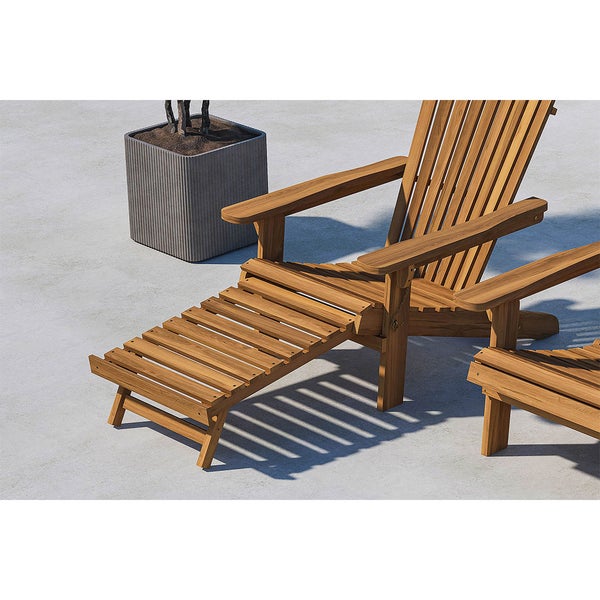 Holzliegestuhl mit Fußteil und Pflanzkübel