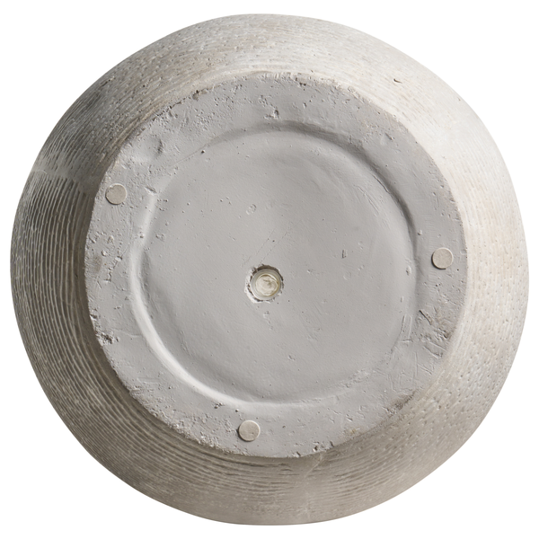 Unterseite eines Blumentopfs aus Terrazzo mit Filzgleitern