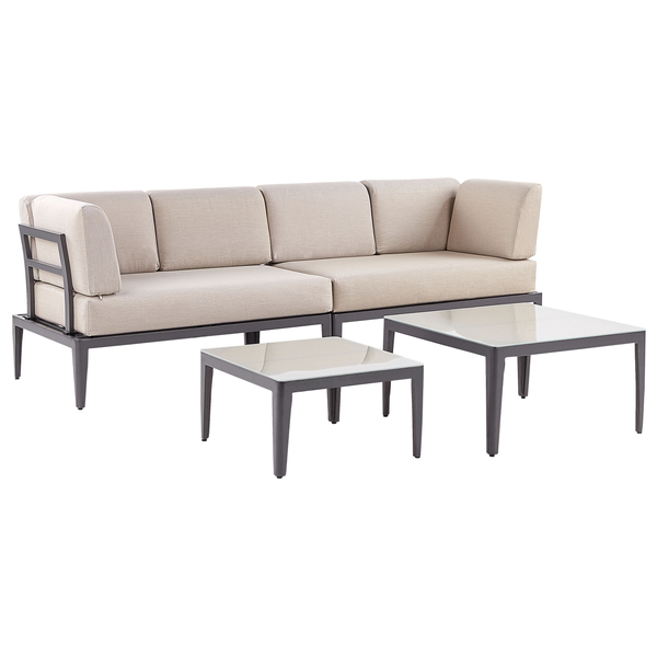 Garten Ecksofa mit Tisch 6-Sitzer RIMA III linksseitig modular Metall Beige