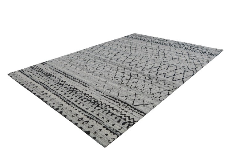 Flachflor Teppich Asha Natur / Grau Patchwork-Design 80 x 150 cm