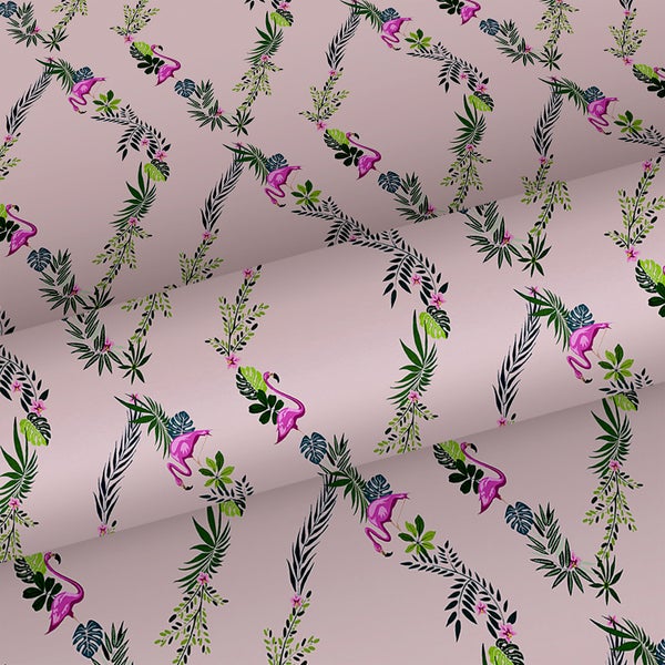 Walls4You Tapete tropische Pflanzen Altrosa und Grün - 53 cm x 10 m - 640106