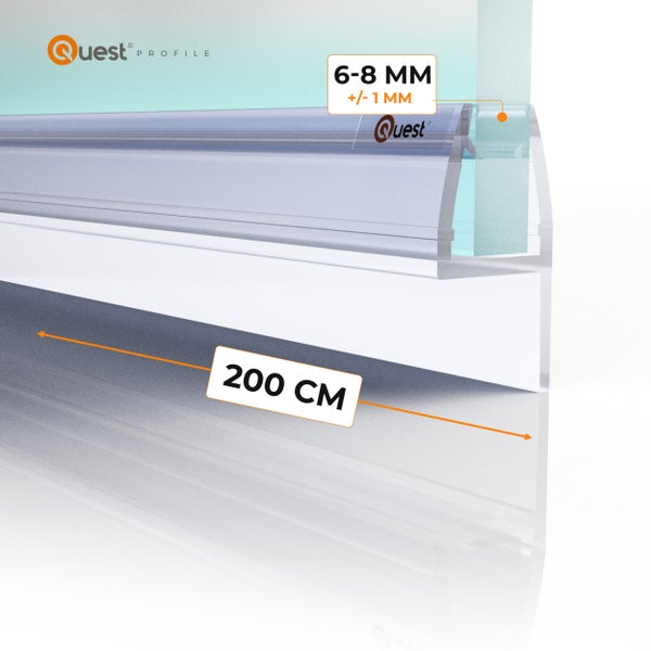Quest Profil Duschdichtung für 6 bis 8 Millimeter Glasstärke mit 200 Zentimeter Länge.
