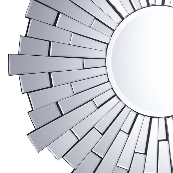 Runder Spiegel mit dekorativem Rahmen aus Glas