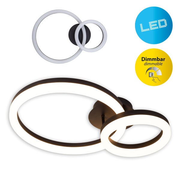 LED-CCT-Deckenleuchte CIRCULO aus schwarzem Metall und sandfarbenem Kunststoff 53 cm lang
