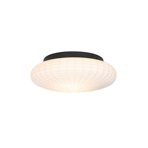 Klassische Deckenleuchte schwarz mit Opalglas 35 cm IP44 - Nohmi