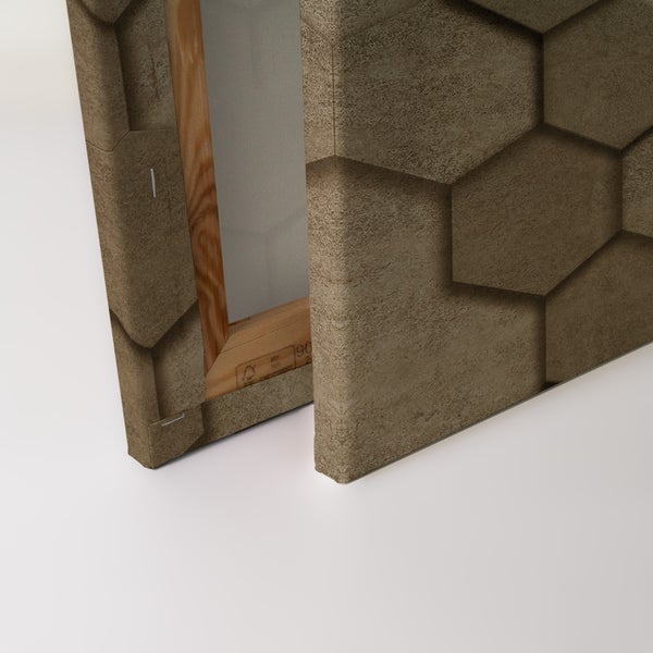 Leinwandbild mit hexagonaler Steinoptik auf Holzkeilrahmen
