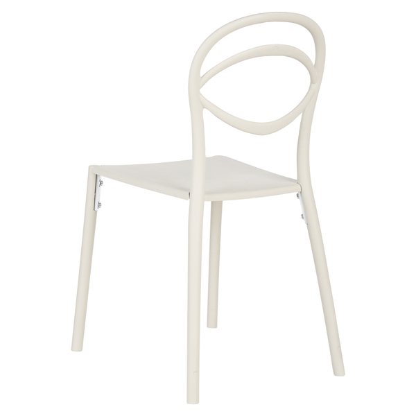 Stuhl mit Kunststoff-Sitzfläche und geschwungener Rückenlehne