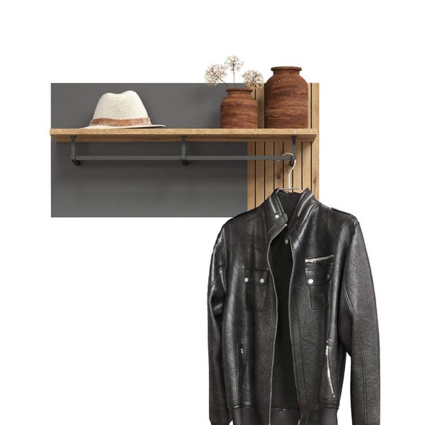 Esteban Wandgarderobe grau, Eiche dekor. 80 X 28 X 40 cm