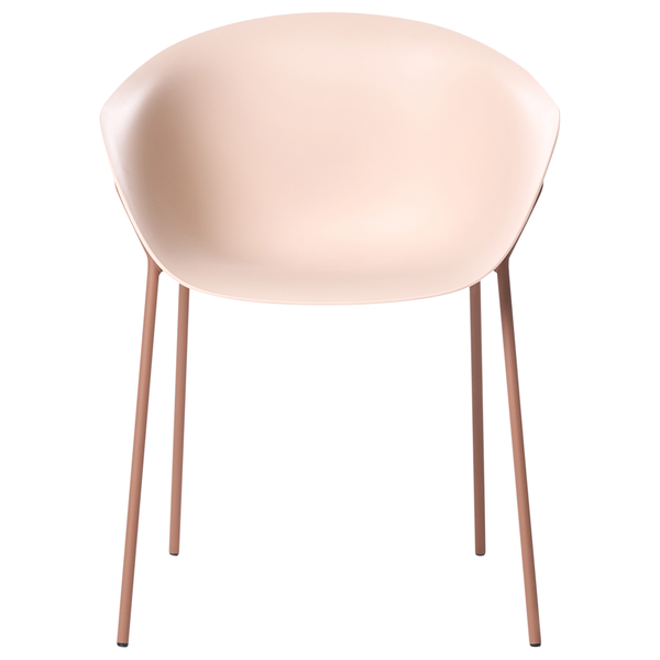 Stuhl mit Sitzschale und Metallgestell