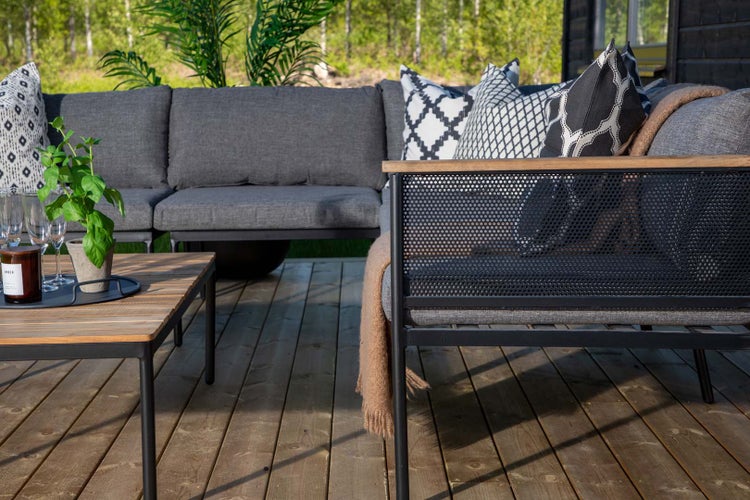 Nettan Lounge-Set 2 Teile schwarz,grau,natur. 60 X 106 X 35 cm