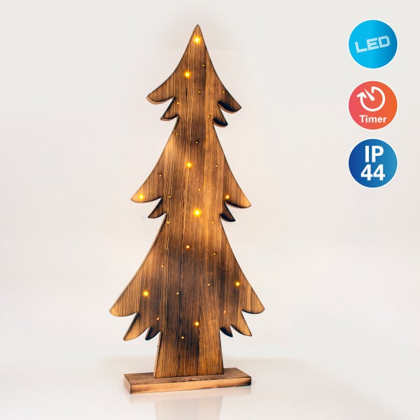 Dekorativer LED-Weihnachtsbaum aus Holz mit Timer und Schutzart IP44